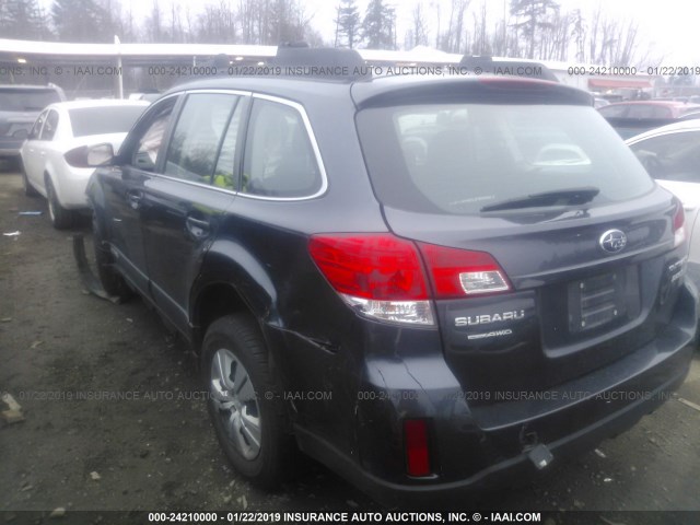 4S4BRBAC4B1384313 - 2011 SUBARU OUTBACK 2.5I GRAY photo 3