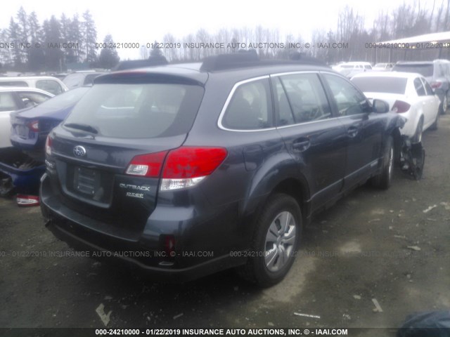 4S4BRBAC4B1384313 - 2011 SUBARU OUTBACK 2.5I GRAY photo 4