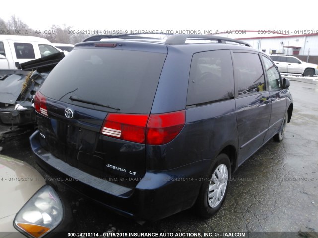 5TDZA23C84S138457 - 2004 TOYOTA SIENNA CE/LE Dark Blue photo 4