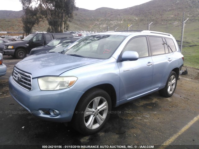 JTEDS42A682016756 - 2008 TOYOTA HIGHLANDER LIMITED Light Blue photo 2