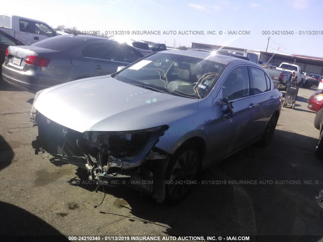 1HGCR6F58EA007841 - 2014 HONDA ACCORD HYBRID/EXL SILVER photo 2