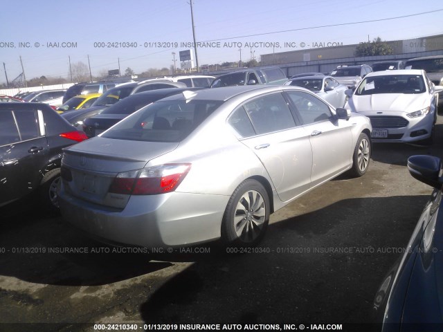 1HGCR6F58EA007841 - 2014 HONDA ACCORD HYBRID/EXL SILVER photo 4