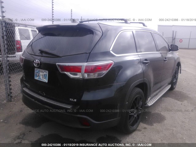 5TDKKRFH9GS127468 - 2016 TOYOTA HIGHLANDER XLE BLACK photo 4