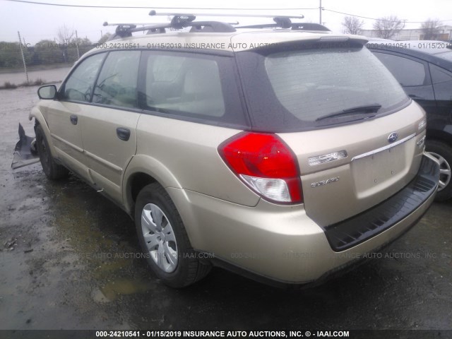 4S4BP60C396318587 - 2009 SUBARU OUTBACK BEIGE photo 3