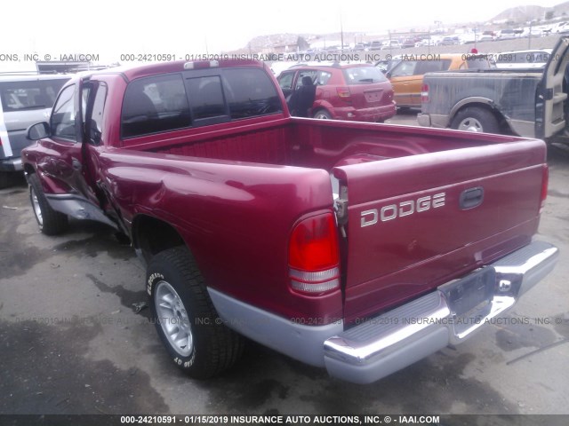 1B7GL23XXVS229002 - 1997 DODGE DAKOTA RED photo 3