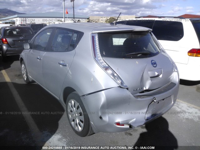 1N4AZ0CP5FC330846 - 2015 NISSAN LEAF S/SV/SL SILVER photo 3