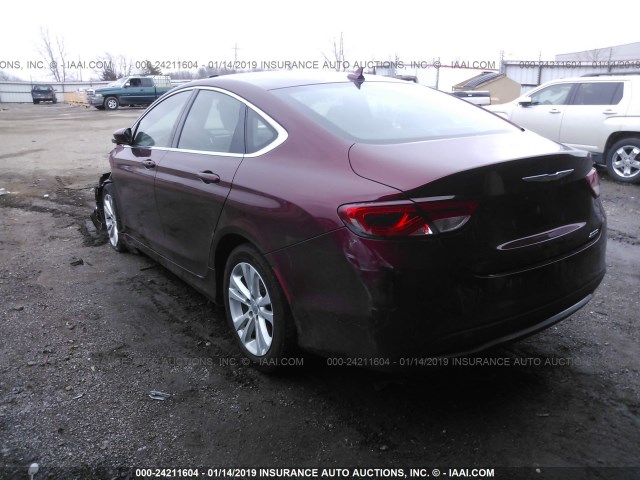 1C3CCCAB9GN129930 - 2016 CHRYSLER 200 LIMITED MAROON photo 3