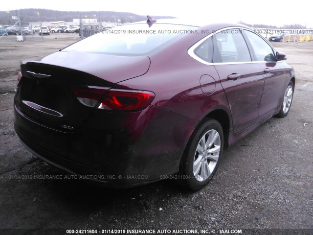 1C3CCCAB9GN129930 - 2016 CHRYSLER 200 LIMITED MAROON photo 4