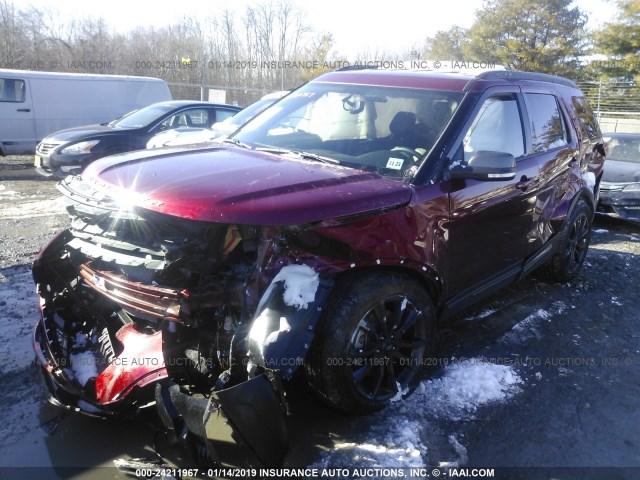 1FM5K8D88JGC47012 - 2018 FORD EXPLORER XLT RED photo 2