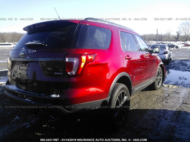 1FM5K8D88JGC47012 - 2018 FORD EXPLORER XLT RED photo 4