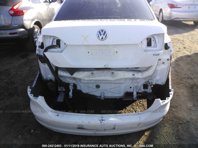 3VW3L7AJ7EM285849 - 2014 VOLKSWAGEN JETTA TDI WHITE photo 6