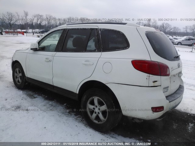 5NMSG13D47H097853 - 2007 HYUNDAI SANTA FE GLS WHITE photo 3