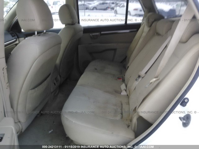 5NMSG13D47H097853 - 2007 HYUNDAI SANTA FE GLS WHITE photo 8