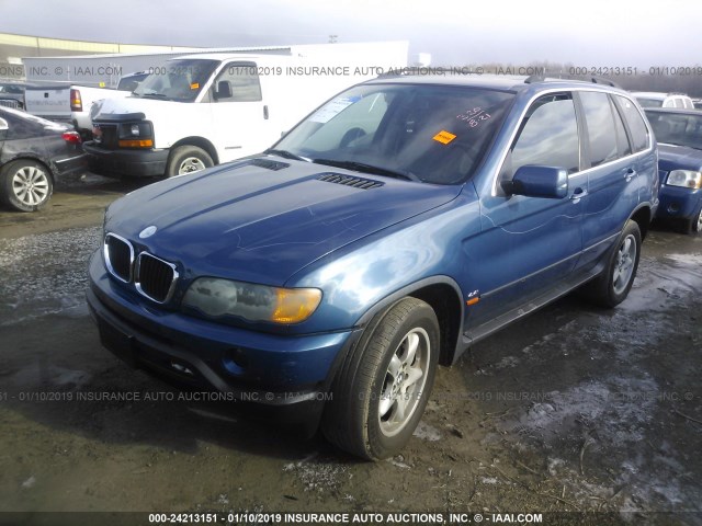 WBAFB3342YLH02383 - 2000 BMW X5 4.4I BLUE photo 2