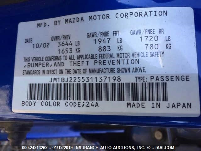 JM1BJ225531137198 - 2003 MAZDA PROTEGE DX/LX/ES BLUE photo 9