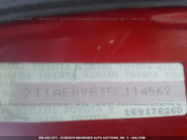 2T1AE09B3SC114562 - 1995 TOYOTA COROLLA LE/DX RED photo 9