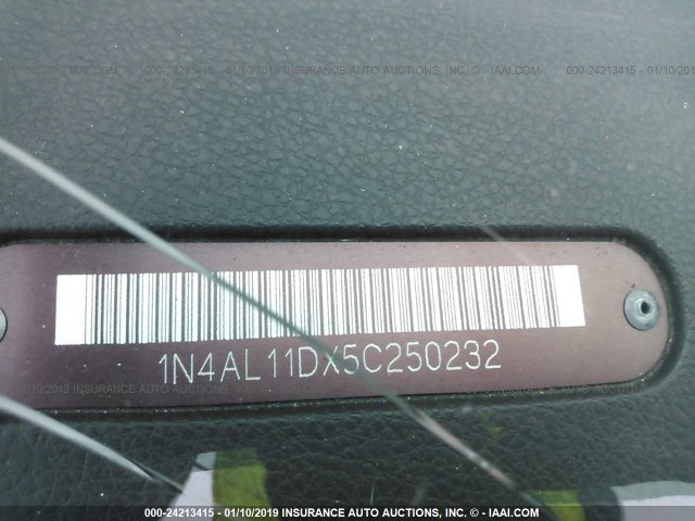 1N4AL11DX5C250232 - 2005 NISSAN ALTIMA S/SL SILVER photo 9