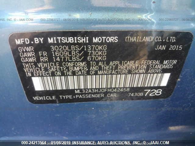 ML32A3HJ0FH042458 - 2015 MITSUBISHI MIRAGE DE Unknown photo 9