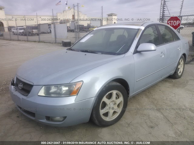 5NPEU46F86H142914 - 2006 HYUNDAI SONATA GLS/LX Light Blue photo 2