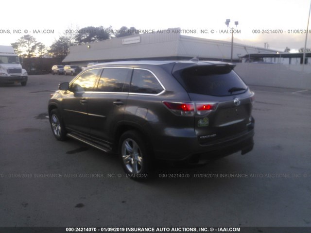 5TDDKRFH9ES037775 - 2014 TOYOTA HIGHLANDER LIMITED/LTD PLATINUM GRAY photo 3