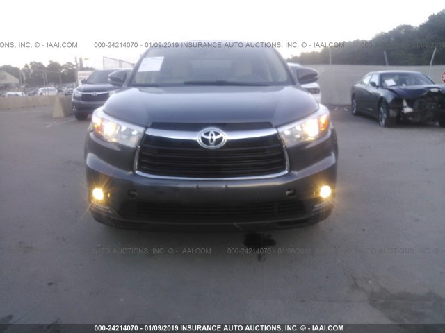 5TDDKRFH9ES037775 - 2014 TOYOTA HIGHLANDER LIMITED/LTD PLATINUM GRAY photo 6