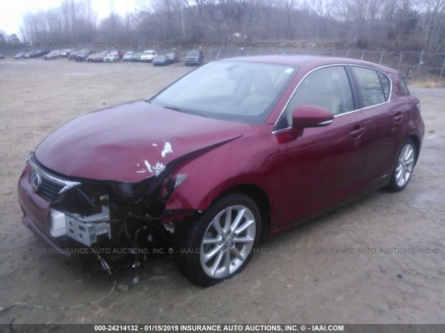 JTHKD5BH1B2030563 - 2011 LEXUS CT 200 RED photo 2