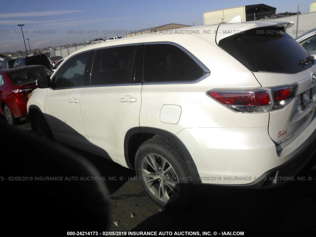 5TDBKRFH1ES029211 - 2014 TOYOTA HIGHLANDER LE/LE PLUS WHITE photo 3