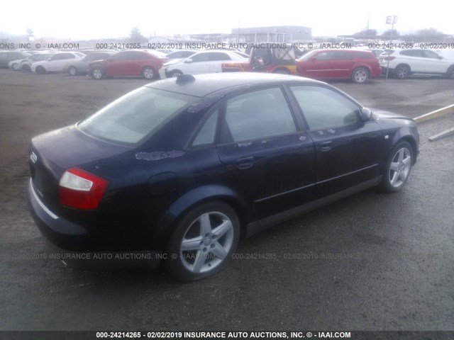 WAULC68E54A055614 - 2004 AUDI A4 1.8T QUATTRO BLUE photo 4