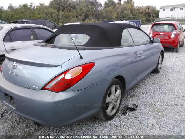 4T1FA38P55U047532 - 2005 TOYOTA CAMRY SOLARA SE/SLE BLUE photo 4