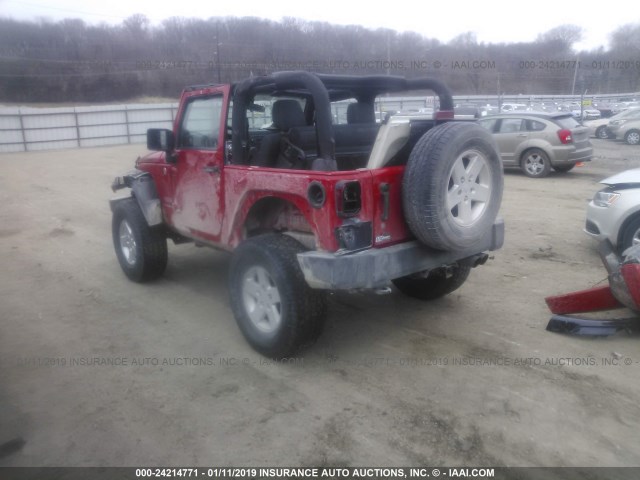 1J4AA2D17BL613311 - 2011 JEEP WRANGLER SPORT RED photo 3