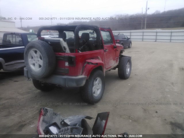 1J4AA2D17BL613311 - 2011 JEEP WRANGLER SPORT RED photo 4