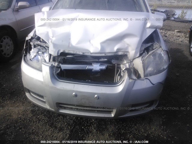 KL1TD5DE6AB100265 - 2010 CHEVROLET AVEO LS/LT ვერცხლისფერი ფოტო 6