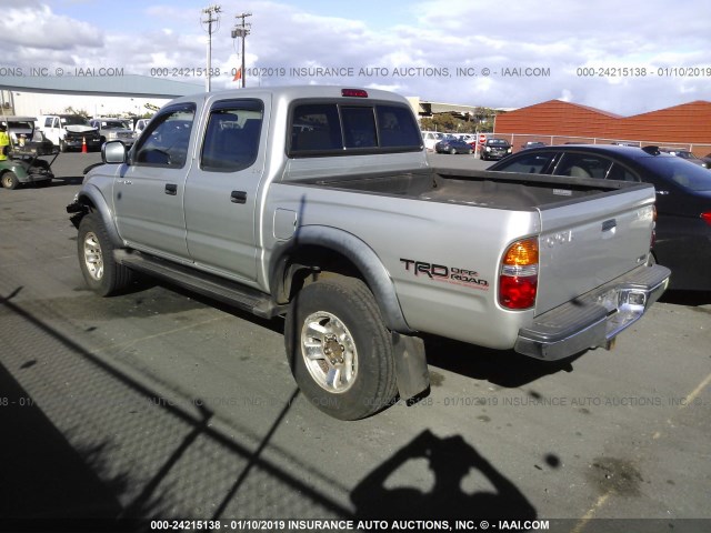 5TEGN92N63Z185592 - 2003 TOYOTA TACOMA DOUBLE CAB PRERUNNER SILVER photo 3