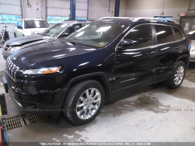 1C4PJMDS2FW649982 - 2015 JEEP CHEROKEE LIMITED BLUE photo 2