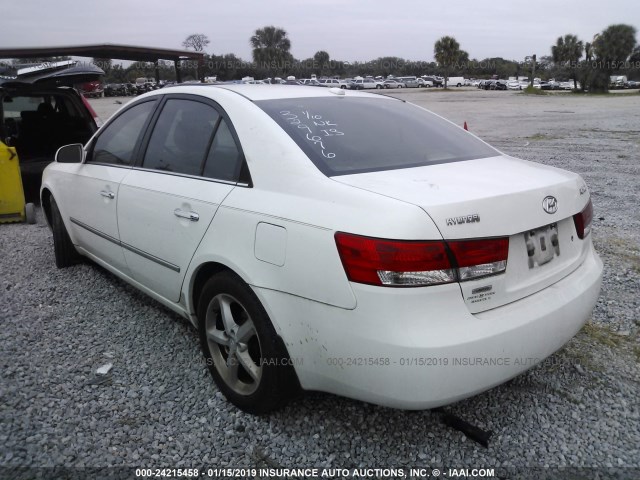 5NPEU46CX8H329676 - 2008 HYUNDAI SONATA SE/LIMITED WHITE photo 3