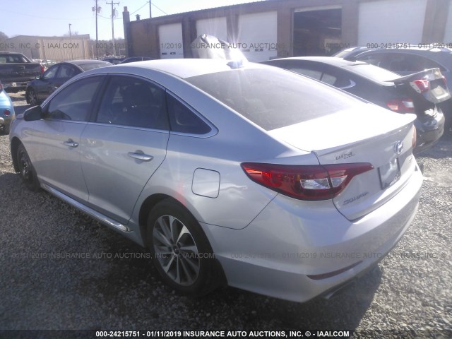 5NPE34AF1FH019529 - 2015 HYUNDAI SONATA SPORT/LIMITED SILVER photo 3