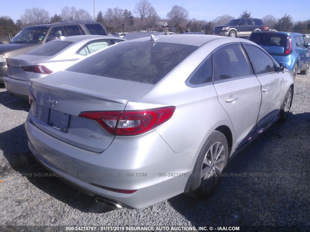 5NPE34AF1FH019529 - 2015 HYUNDAI SONATA SPORT/LIMITED SILVER photo 4