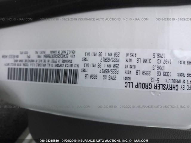 2C4RDGBG0DR780804 - 2013 DODGE GRAND CARAVAN SE WHITE photo 9