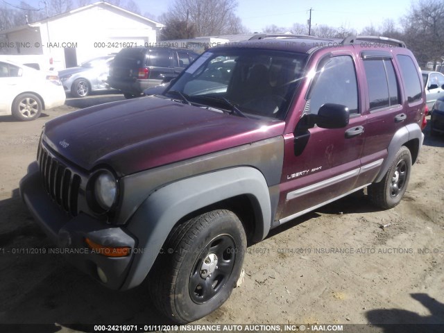 1J4GL48K83W612879 - 2003 JEEP LIBERTY SPORT/FREEDOM BURGUNDY photo 2