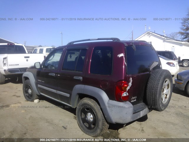 1J4GL48K83W612879 - 2003 JEEP LIBERTY SPORT/FREEDOM BURGUNDY photo 3