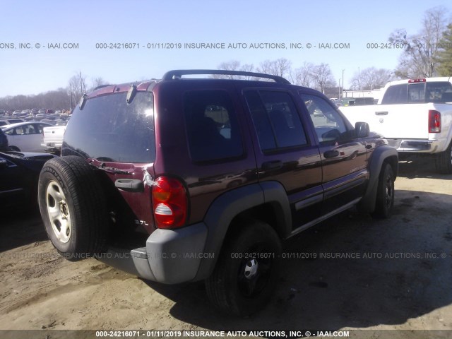 1J4GL48K83W612879 - 2003 JEEP LIBERTY SPORT/FREEDOM BURGUNDY photo 4