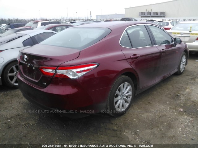 4T1B11HK9JU601866 - 2018 TOYOTA CAMRY L/LE/XLE/SE/XSE RED photo 4