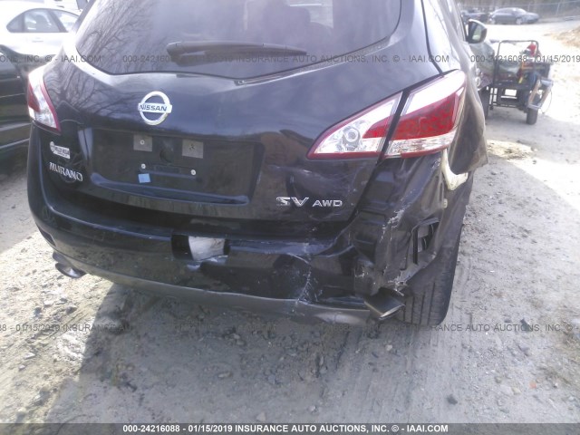 JN8AZ1MW0CW236586 - 2012 NISSAN MURANO S/SL/LE BLACK photo 6