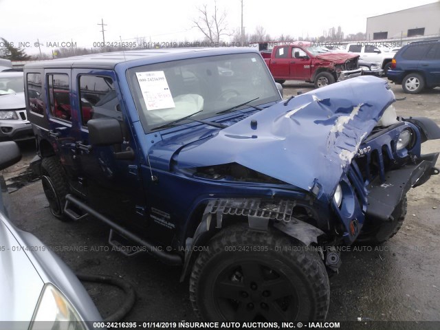 1J4BA3H12AL104925 - 2010 JEEP WRANGLER UNLIMITE SPORT BLUE photo 1