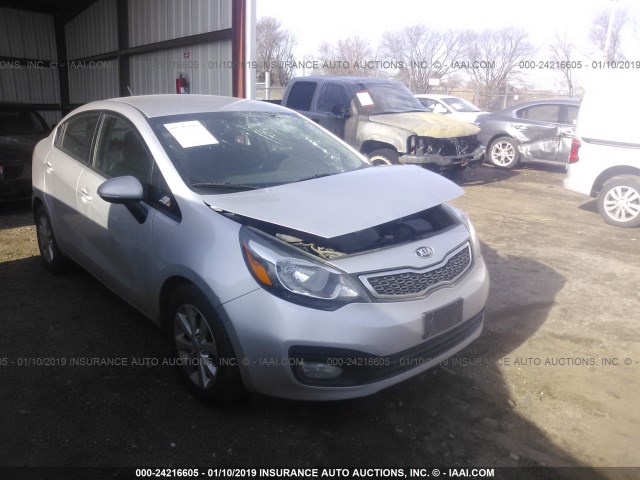 KNADN4A34E6338649 - 2014 KIA RIO EX SILVER photo 1