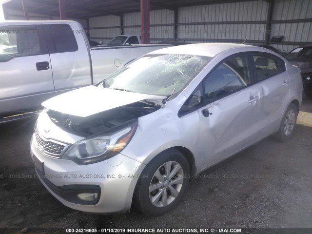 KNADN4A34E6338649 - 2014 KIA RIO EX SILVER photo 2