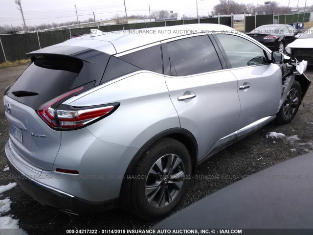 5N1AZ2MH6JN159997 - 2018 NISSAN MURANO S/SL/SV/PLATINUM SILVER photo 4