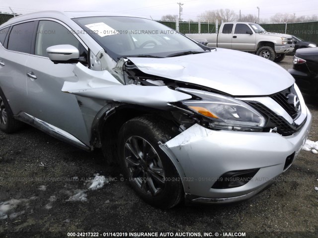 5N1AZ2MH6JN159997 - 2018 NISSAN MURANO S/SL/SV/PLATINUM SILVER photo 6