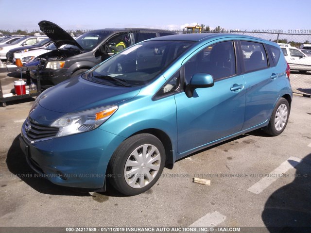 3N1CE2CP0EL425749 - 2014 NISSAN VERSA NOTE S/S PLUS/SV/SL GREEN photo 2