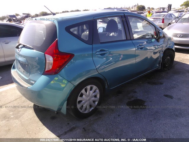 3N1CE2CP0EL425749 - 2014 NISSAN VERSA NOTE S/S PLUS/SV/SL GREEN photo 4